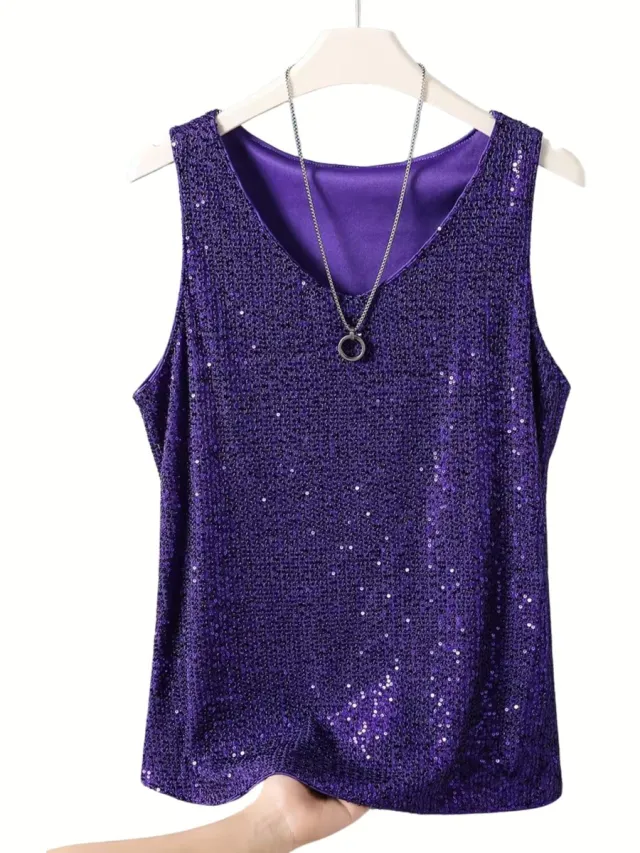 Currero Topje Dames - Top Kleding - Shirt - Blouse - Kort - Volwassen - Donker Paars