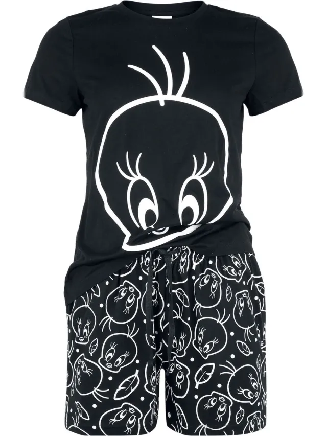 Looney Tunes Tweety Outlines Pyjama zwart Katoen