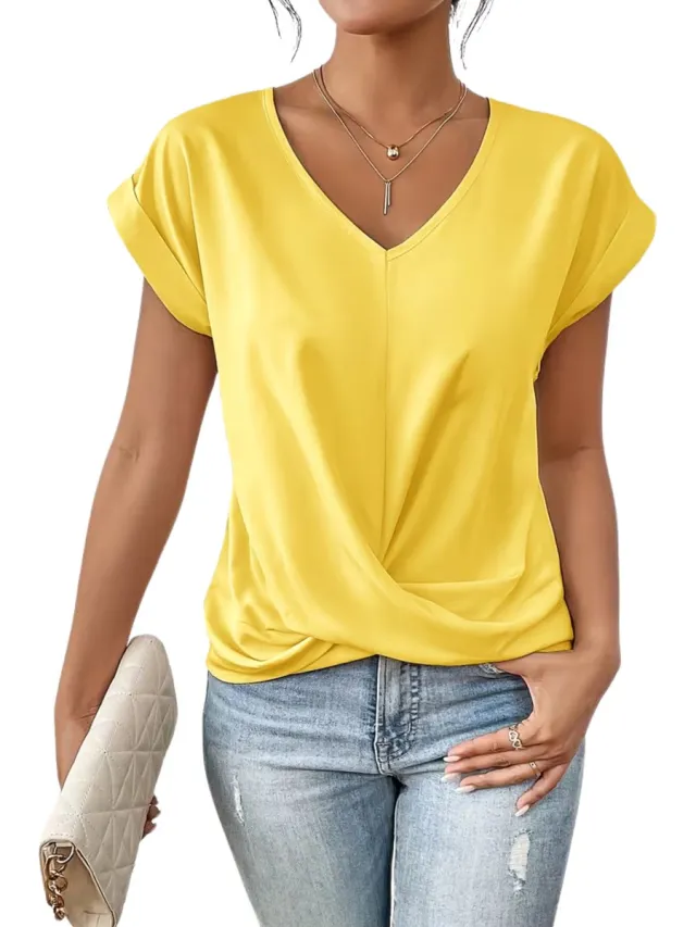 Currero Topje Dames - Top Kleding - Shirt - Blouse - Kort - Volwassen - Geel