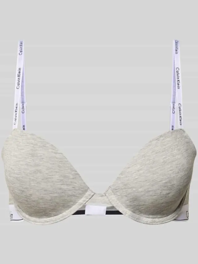 Calvin Klein Beha met spaghettibandjes met label, model 'Demi' Lichtgrijs
