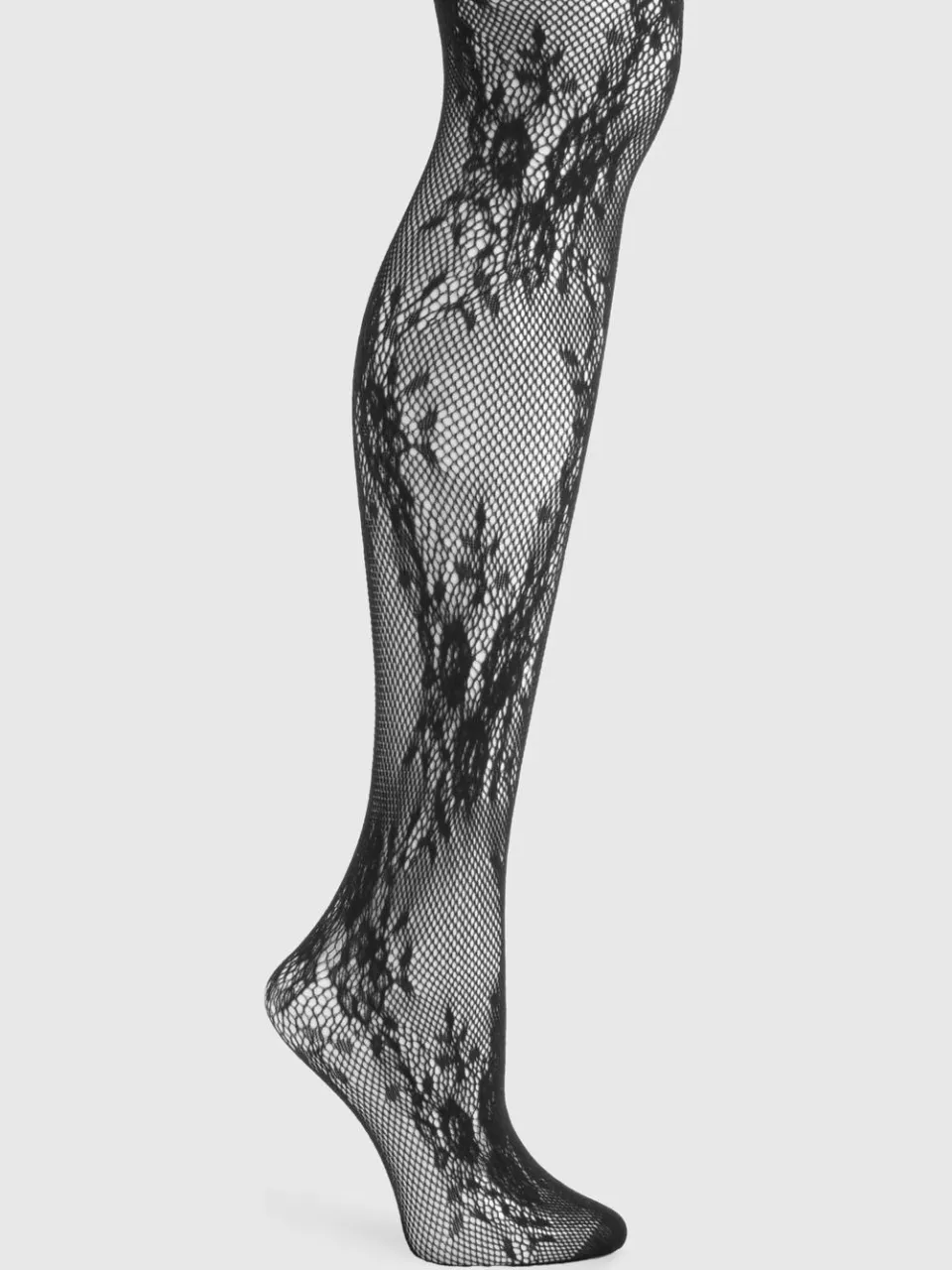 boohoo Dames Zwarte bloemenkant visnet panty's, foto 2