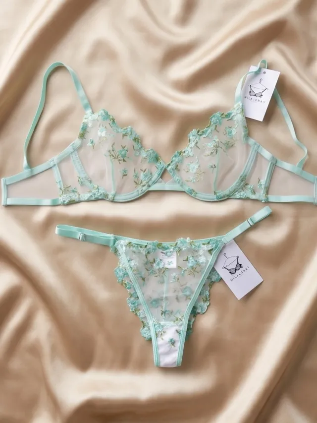 Mila Gray Dahlia Kanten Lingerieset Teal