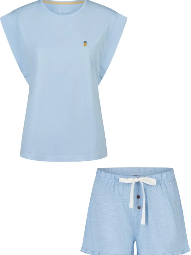By Louise Dames Korte Pyjama Set Shortama Blauw