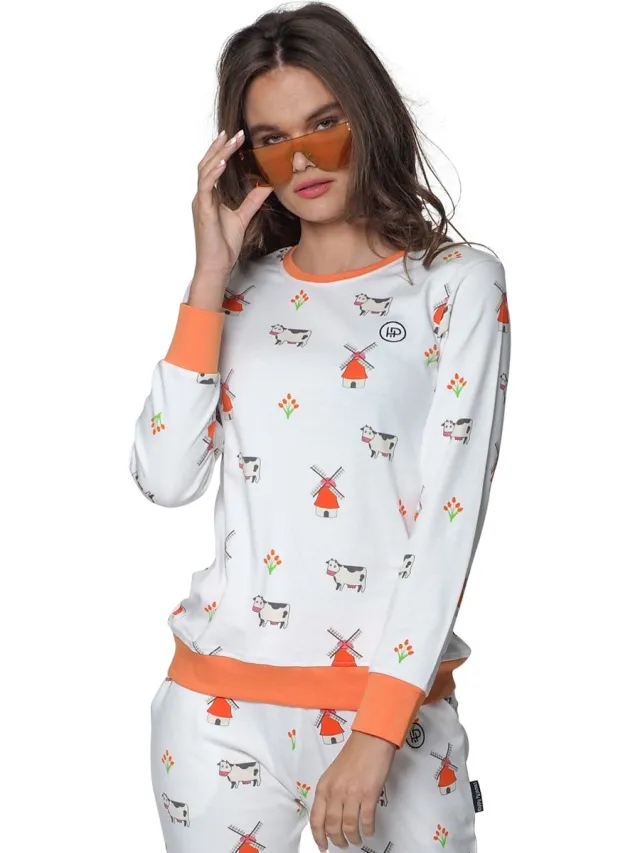 Happy Pyjamas Happy Pyjama's | Dutch edition | Pyjama Dames Volwassenen | Maat S (XS- XXL) | Katoen Wit
