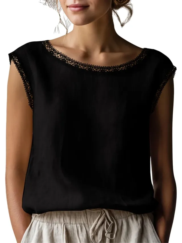 Currero Topje Dames - Top Kleding - Shirt - Blouse - Kort - Volwassen - Zwart