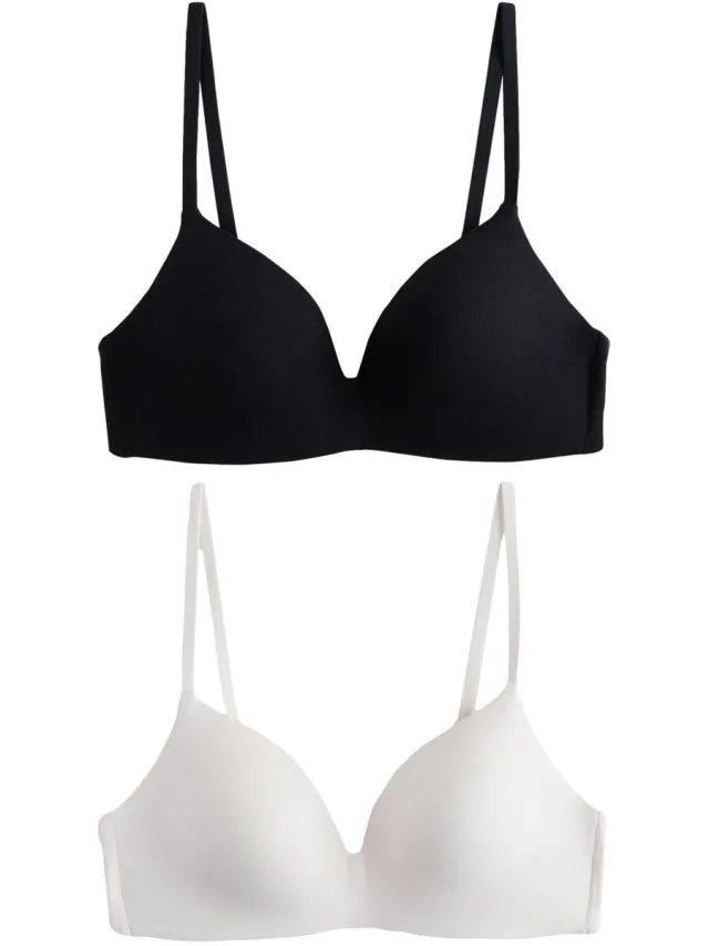 Next Dames - Set van 2 huidvriendelijke beha’s met vulling, zonder beugels - Zwart Black/Cream