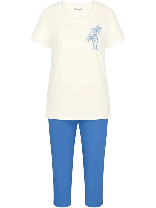 Triumph Pyjama Red Label Sets PK Capri WHITE/BLUE
