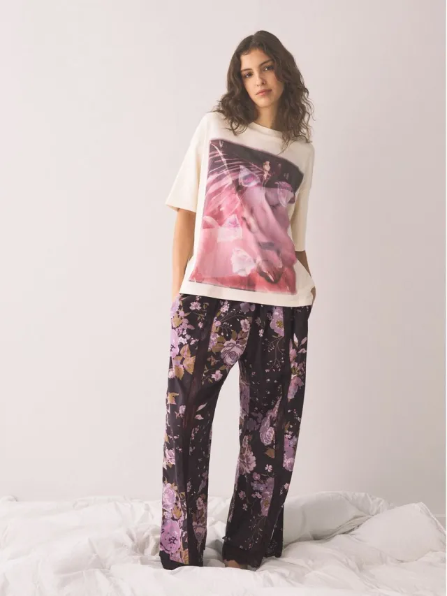 Next Dames - Pyjama met korte mouwen - Paars Purple Floral