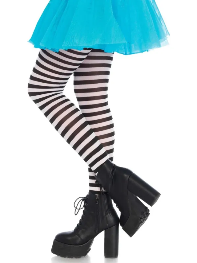 Leg Avenue Stripe Tights + ["Zwart"]