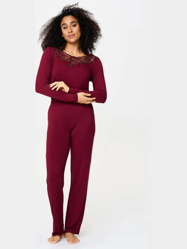 Lingadore bamboe pyjamaset donkerrood