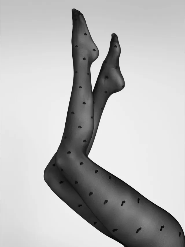Camano , Panty, hartjespatroon, hartje, kwaliteitspanty, transparant, 20 DEN. black