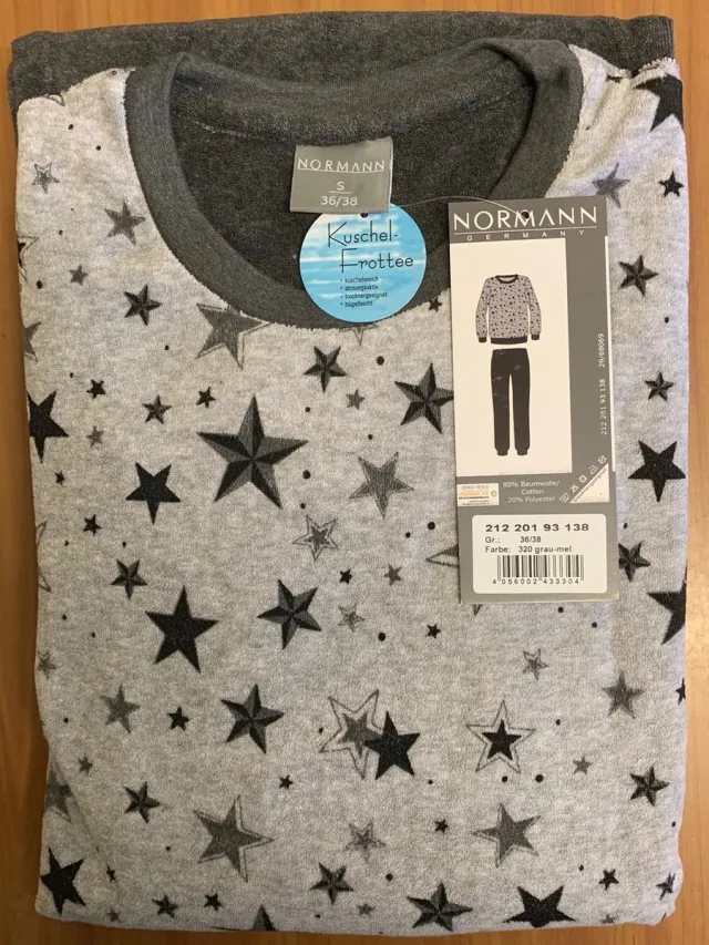 Normann Norman badstof dames pyjama 201 93 138 - Licht Grijs - S 36/38