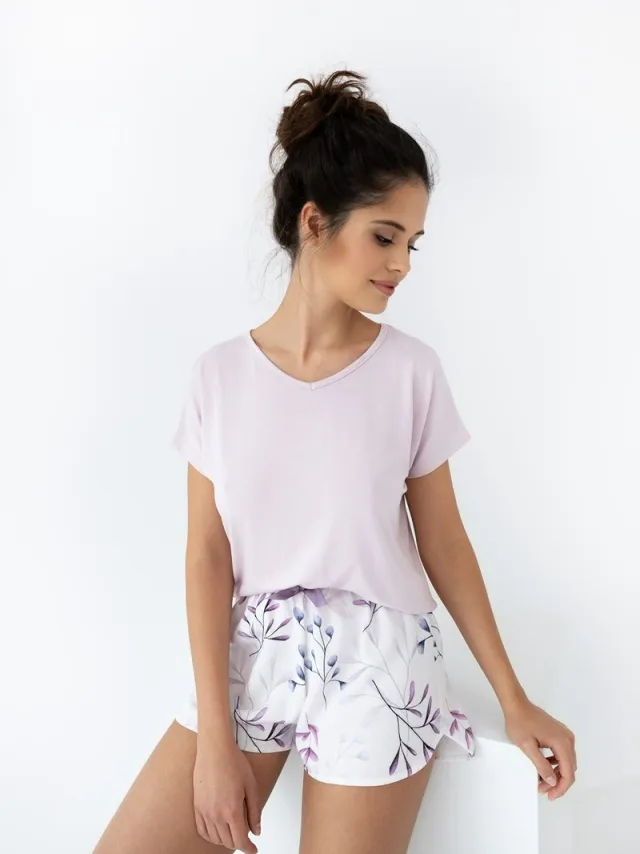 S& Sensis Sensis Pyjama Dames Volwassenen Viscose Korte Mouw Korte Broek Shortama Estera 42 / Paars