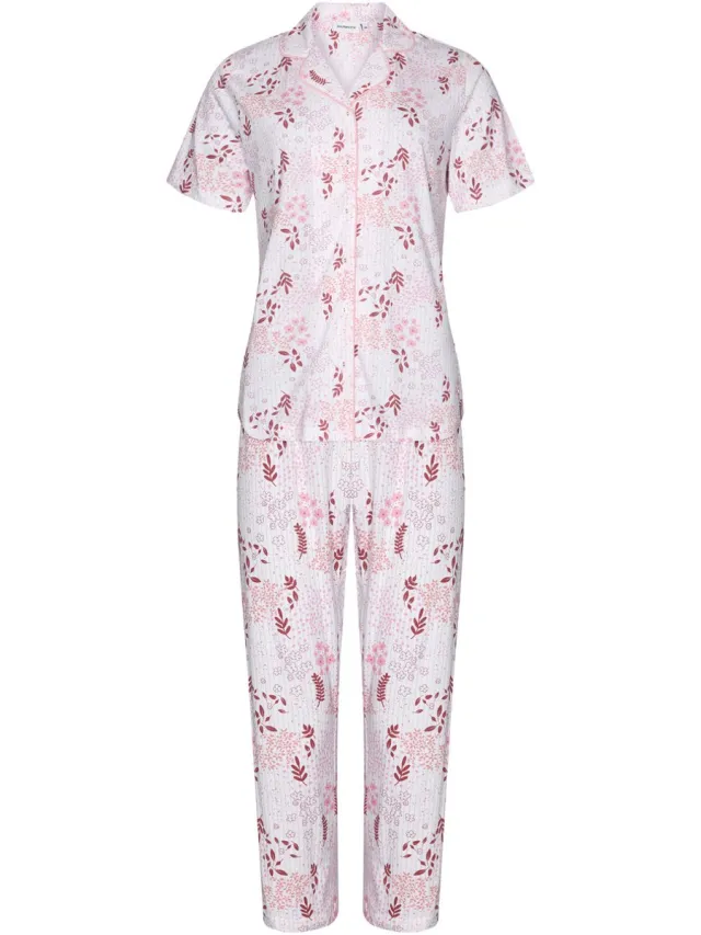 Pastunette Pyjama Coral Breeze - Katoen - Doorknoop - Wit