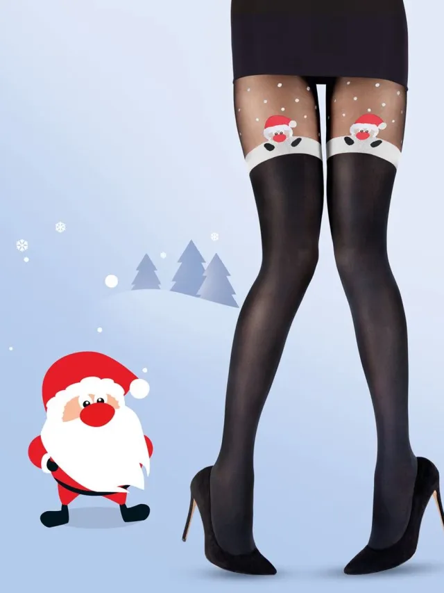 Pretty Polly Panty - Kerst - Christmas - Santa - Mock Hold Up - One Size - 36/42 - Zwart/Mix