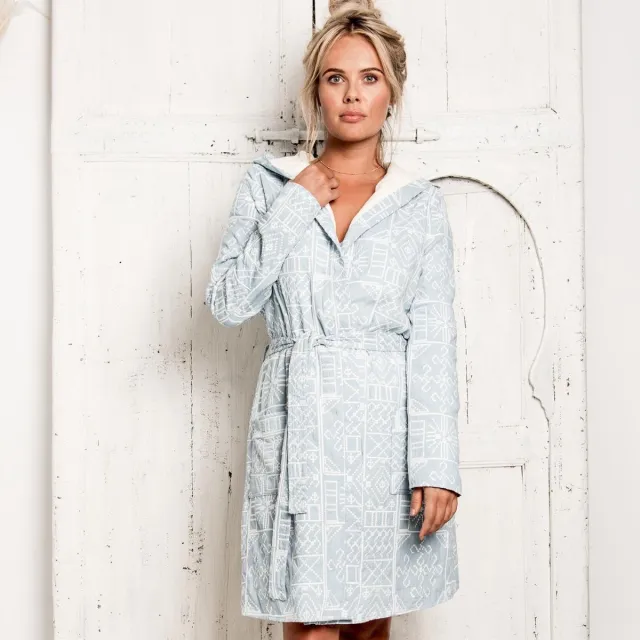 True Bandits Hygge Robe Janna - Badjas - Blauw Lichtblauw