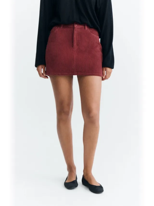 thinking mu dames vegan Minirok Kimmy Rood Corduroy, foto 2