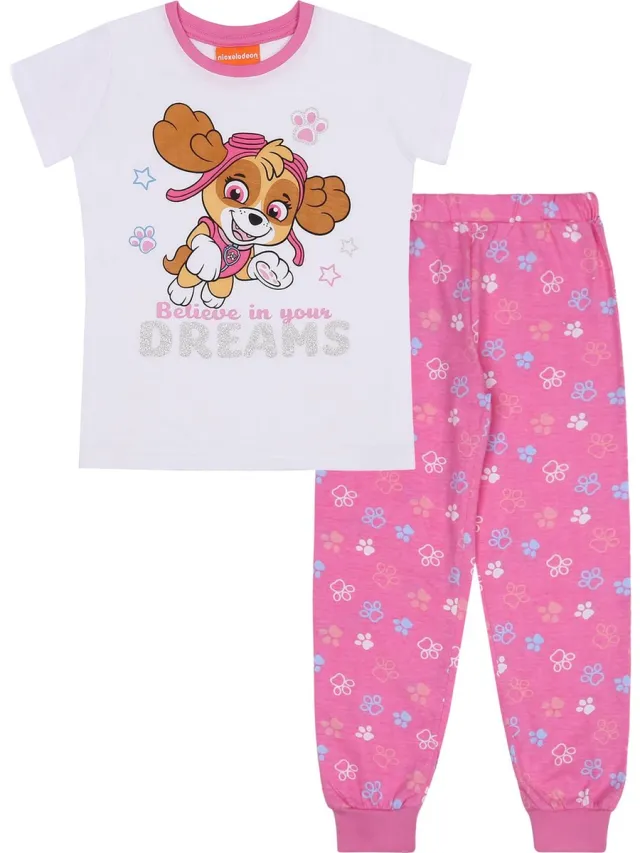 PAW Patrol SKYE - Meisjespyjama met korte mouwen, katoenen pyjama / 122-128 Roze