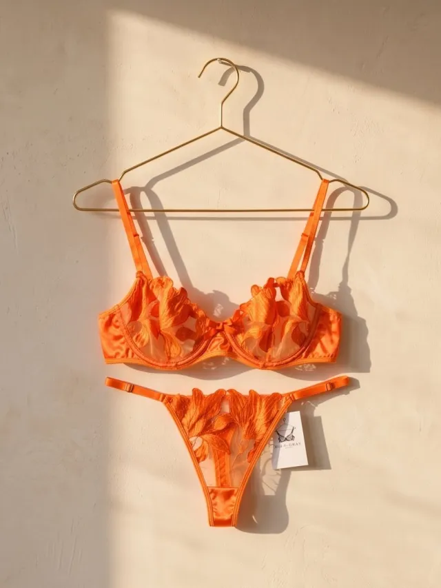 Mila Gray Magnolia Kanten Lingerieset Oranje