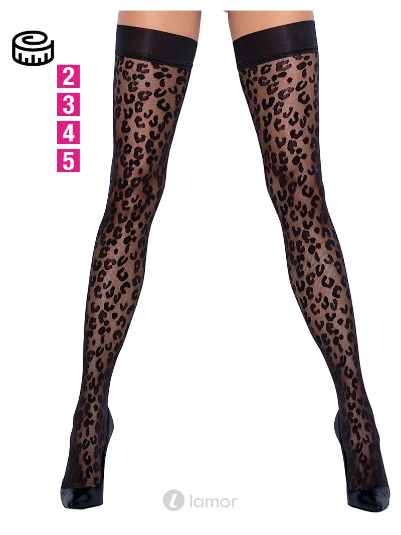 COTTELLI LEGWEAR halterloze kousen in panterprint CC2520656 zwart