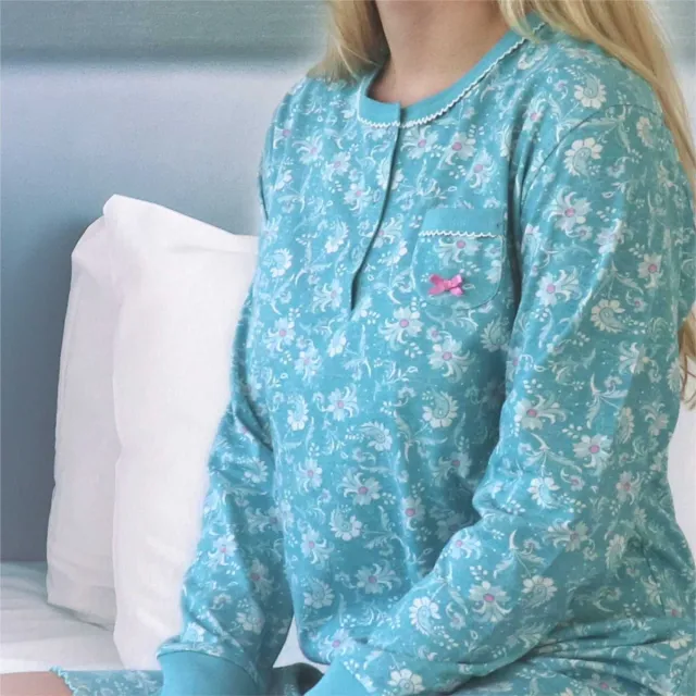Tenderness Dames Nachthemd - 100% Katoen - aqua groen