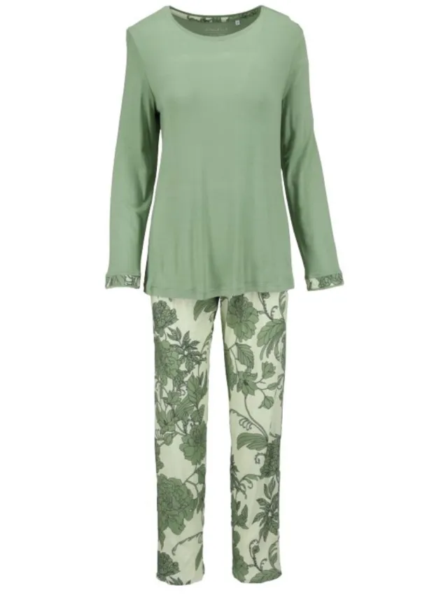 Ringella Katoenen dames pyjama basilicum Ringella - Groen - Maat - 40