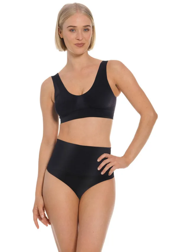 MAGIC Bodyfashion seamless high waist corrigerende string Shimmer zwart