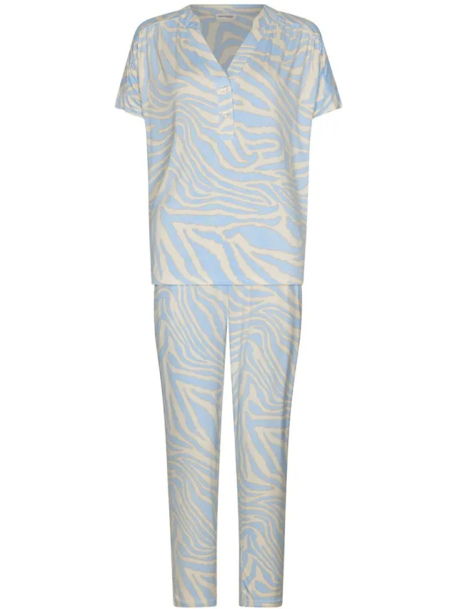 Pastunette Premium - Pyjama - Skyway - EcoVero Viscose - Blauw/Ecru