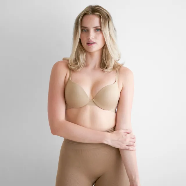 cfab Voorgevormde push-up beugelbeha - beige - 80B - BH Zonder Beugel Voorgevormd - Ondergoed - Naadlos