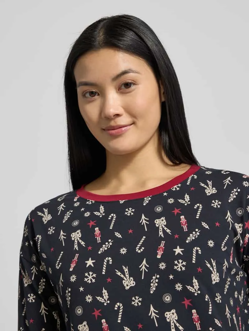 SKINY Pyjamabovendeel in all-over look met ronde hals zwart, foto 4