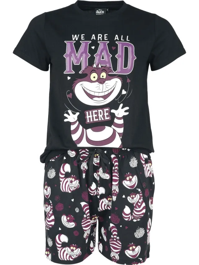 Alice in Wonderland Cheshire Cat - We Are All Mad Here Pyjama zwart Katoen