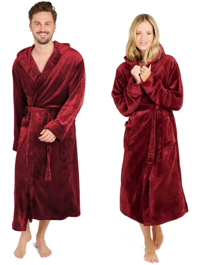 Ibenzoa Buitengewone Unisex Badjas met Kap en Zachte Microvezel voor Comfortabele Ontspanning rood