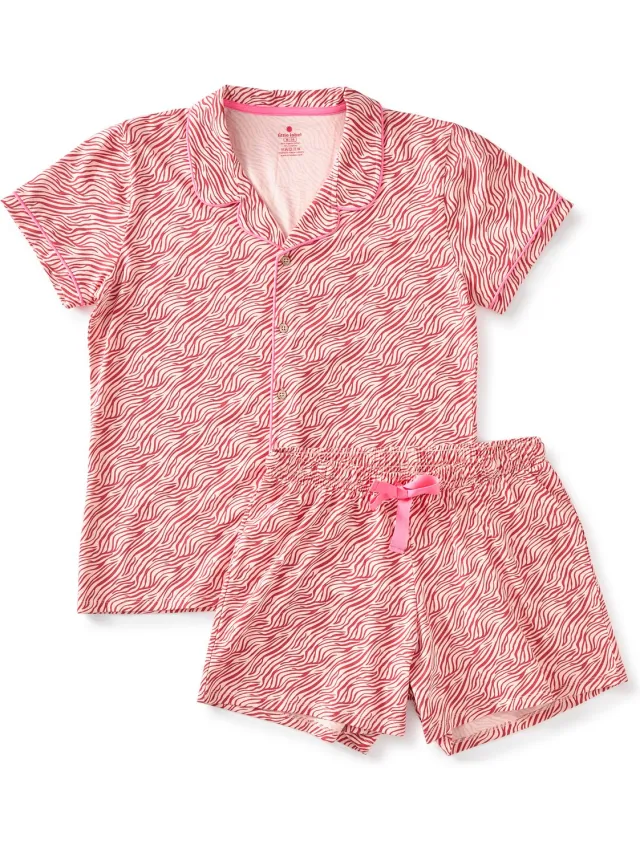 Little Label Pyjama Dames-36 - Fuchsia, roze - Zebra strepen - Shortama - Zachte BIO Katoen