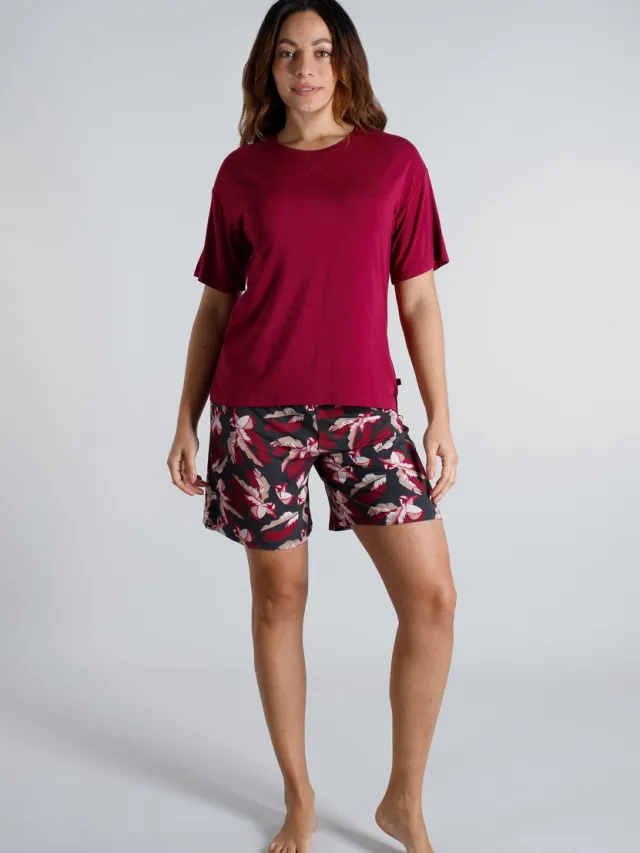 Tom Tailor Manoa Dames Shortama - Bordeaux rood