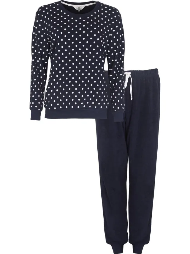 Tenderness Dames Pyjama - Badstof - Donker Blauw