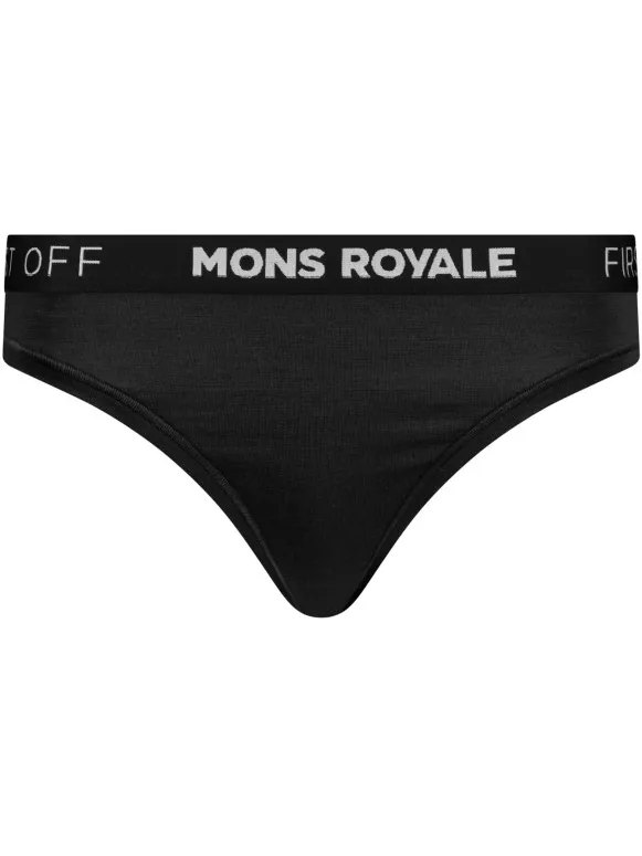 Mons Royale Women's Stratos Merino Thong - Merino-ondergoed, zwart
