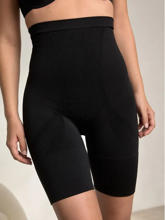 Next Dames - Naadloze, sterk buikcorrigerende, vormende slip met gladde stof - Zwart Black