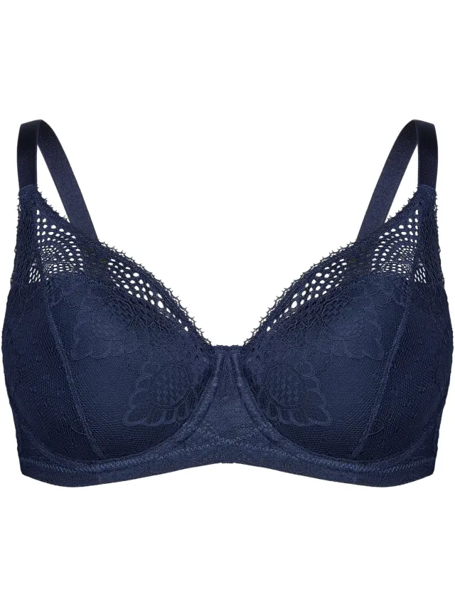 ESOTIQ Sybilla - Beha - 95C - Voorgevormde cups - Met beugel - Kanten Granatblauw