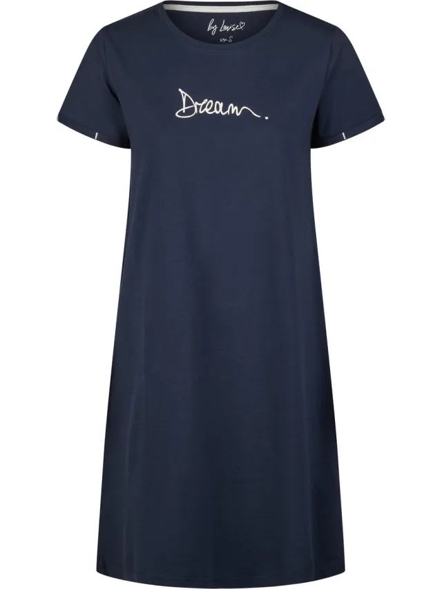 By Louise Essential Dames Nachthemd Korte Mouw Dream Blauw Navy