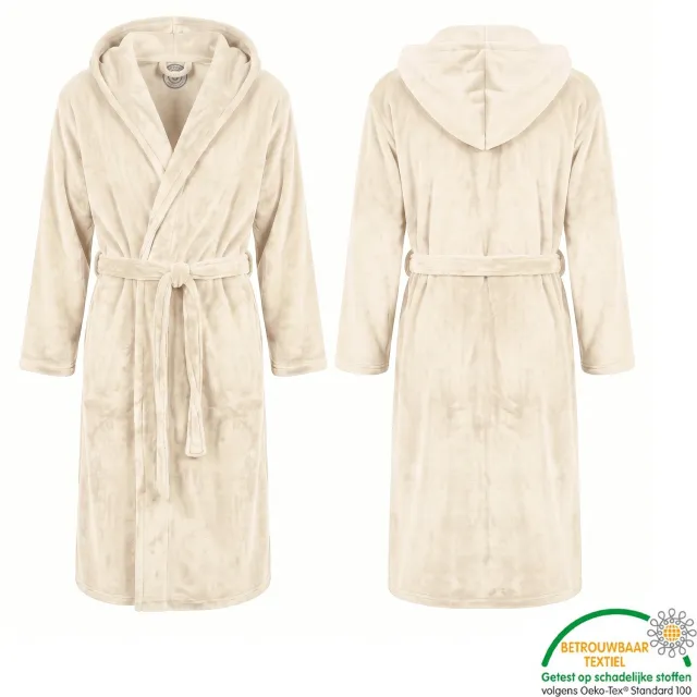 Sorprese Exclusive - Badjas - Gebroken Wit - Capuchon - Ultra Zacht en Warm - Microvezel - Badjas Dames - Badjas Heren - Sauna - Oeko-Tex Standard 100