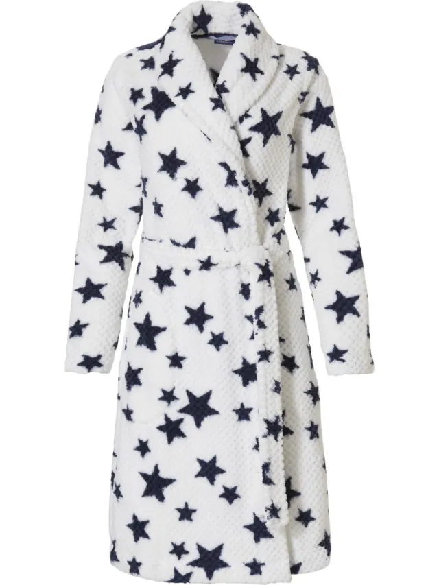 Rebelle Fleece badjas sterren Rebelle 103 White/Blue