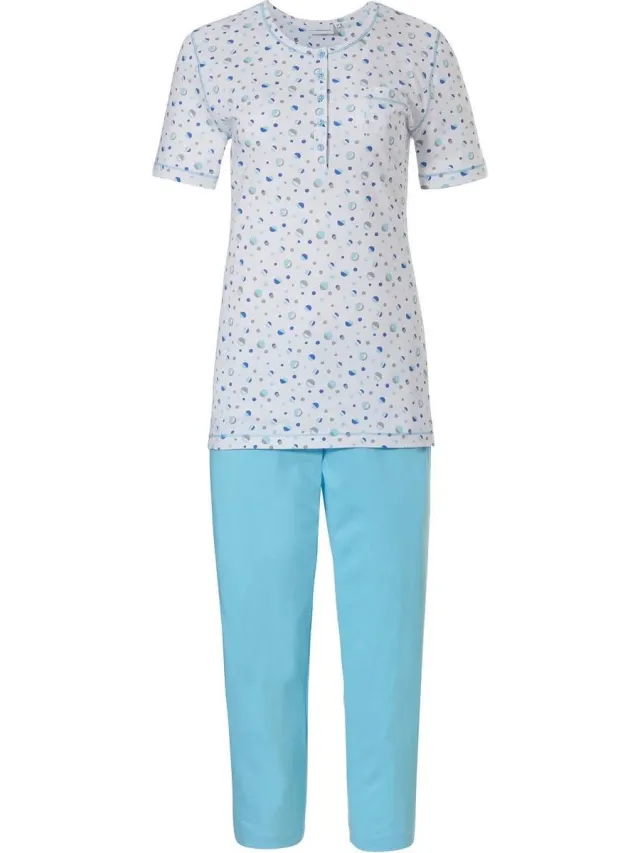 Pastunette witte dames pyjama cirkelpatroon - 20211-150-5/100