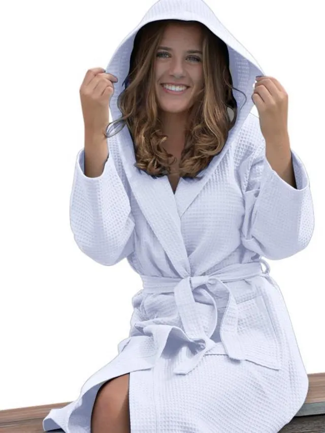 ARTG Robezz - Wafelbadjas met Capuchon - 100% Katoen - Wit - White - (3XL)
