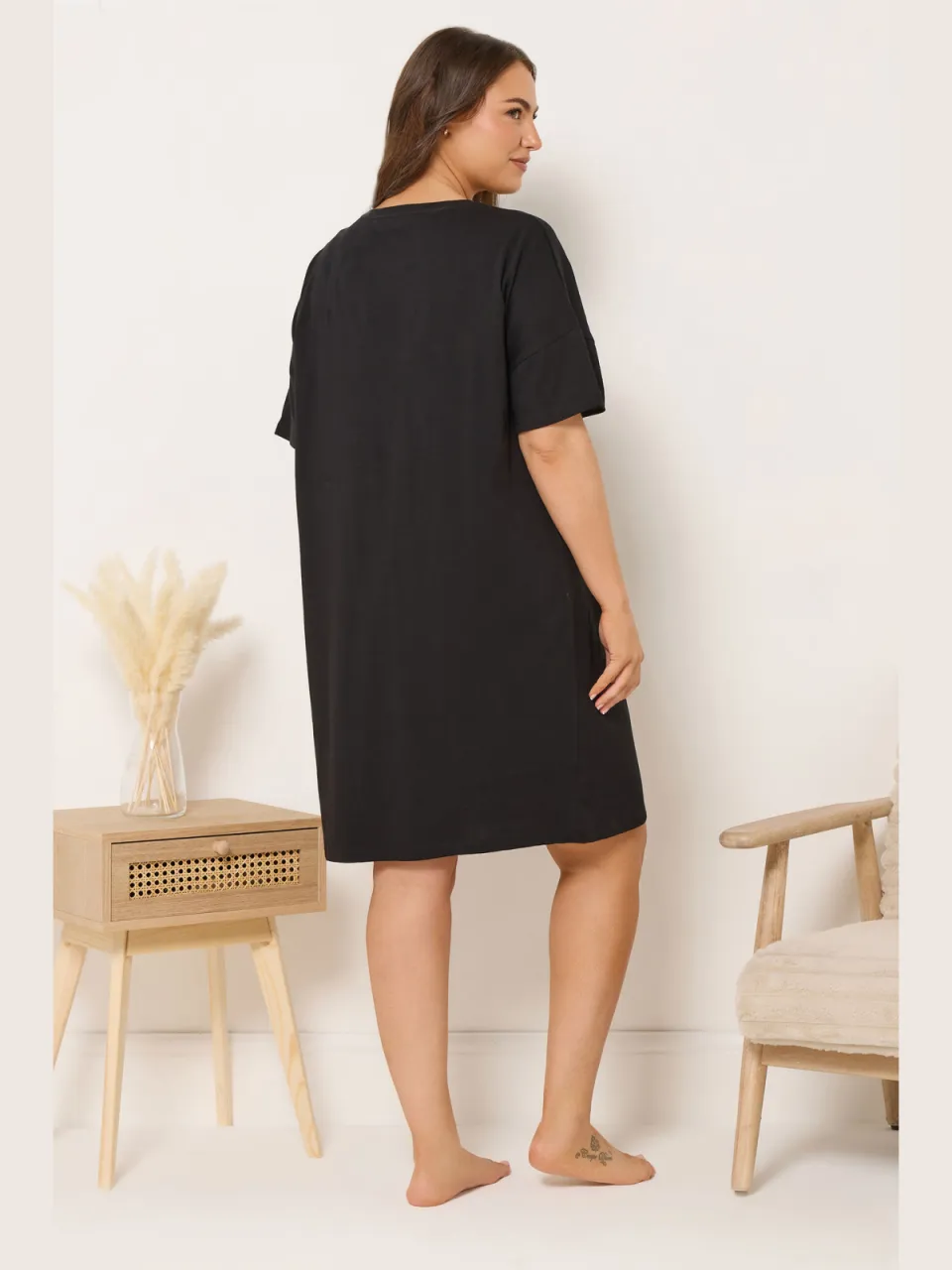 Yours Zwart 'Sleep All Day' Maxi Slaapshirt Nachthemd-48, foto 3