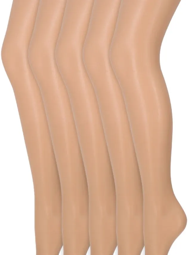 Marianne Zijdeglans Panty | Transparant van teen tot taille | 15 Denier | Merk: Marianne | Maat: S t/m XXXL | Kleur: Powder | 5 Paar Beige