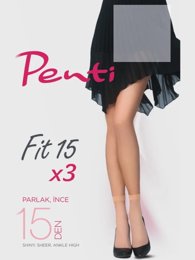 Penti Dames Enkelkousen | Pantysokken | Pantysokjes Set Fit 15 Denier 3 PACK - HUID - Maat One size