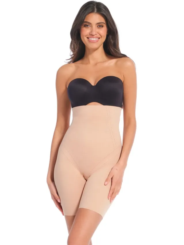 MAGIC Bodyfashion Magic Hoge sterk corrigerende boxershort - Dream shaper Bermuda - Anti schuur broekje - naadloos - Onzichtbaar onder kleding - XXL - Beige
