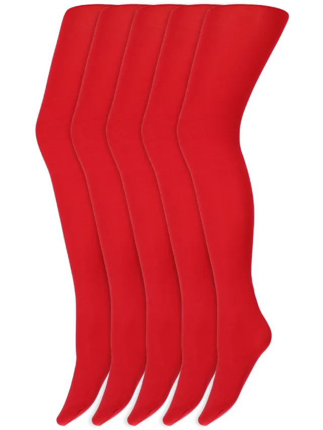 Marianne Gekleurde Panty’S | Micro | 60 Denier | Merk: Marianne | Maat: S T/M Xxl | Kleur: Rood | 5 Paar
