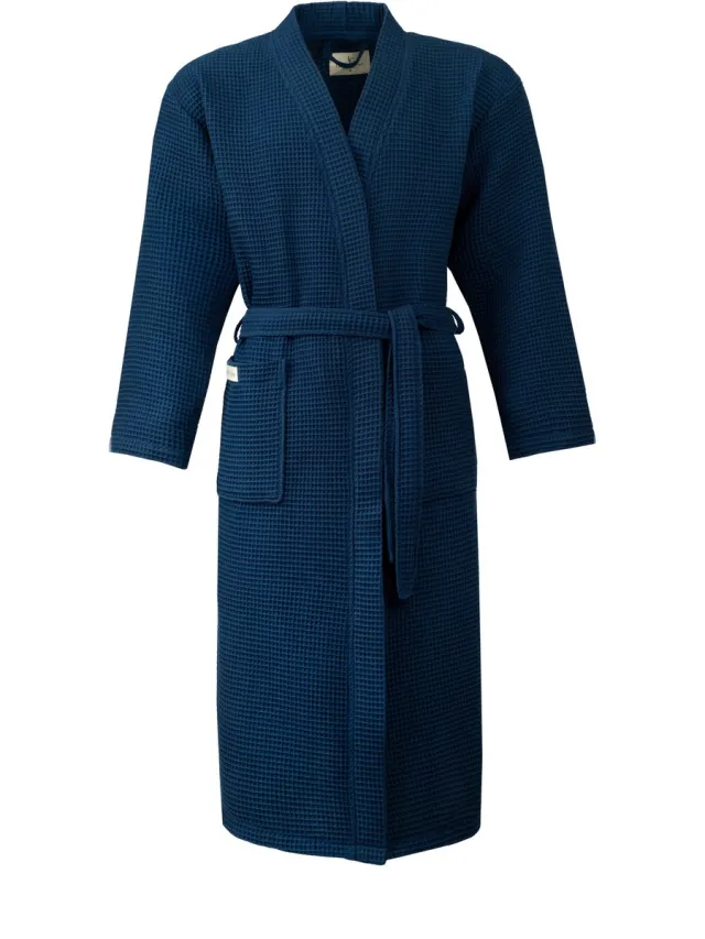 PandaHome L&G - Unisex Sauna Badjas - 100% Katoen Wafel Badjas - XL - Navy - Katoen wafel - Kimono - Wafel Badjas dames - Wafel Badjas heren - Badjas dames en heren