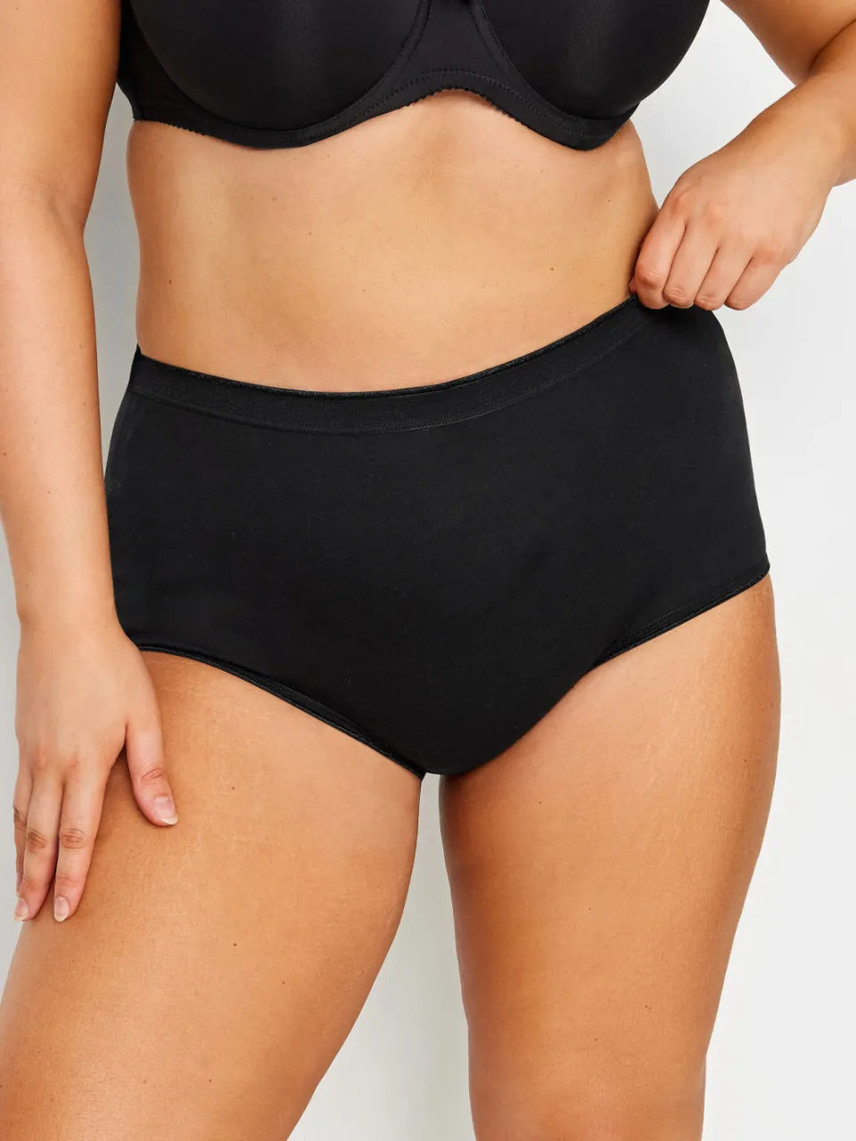 Yours 5 Pack Tailleslips Van Katoenmix Met Stretch In Zwart-48, foto 3